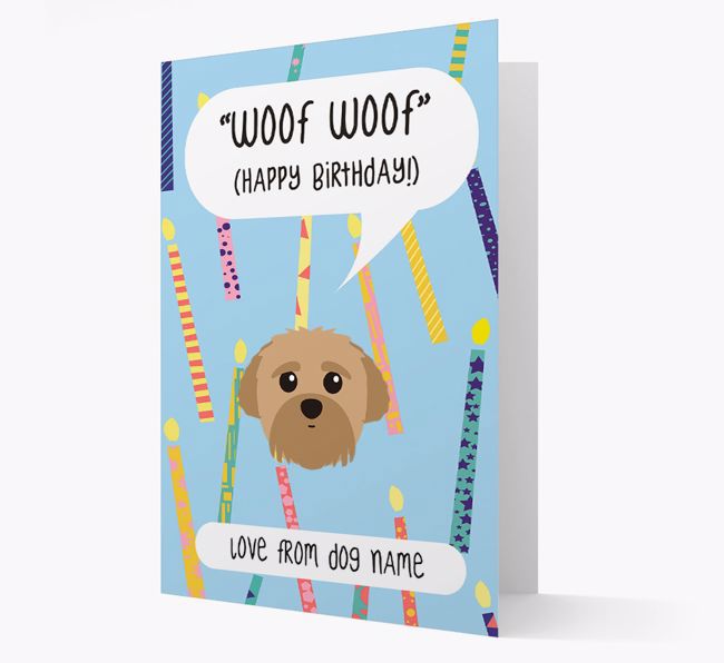 Personalized 'Woof Woof' Birthday Card with {breedFullName} Icon